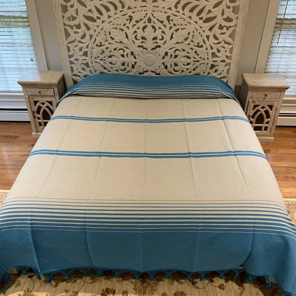 King Size Cotton Bedspread/Quilt. From Oaxaca Mex. Hand loom, Bed covers,